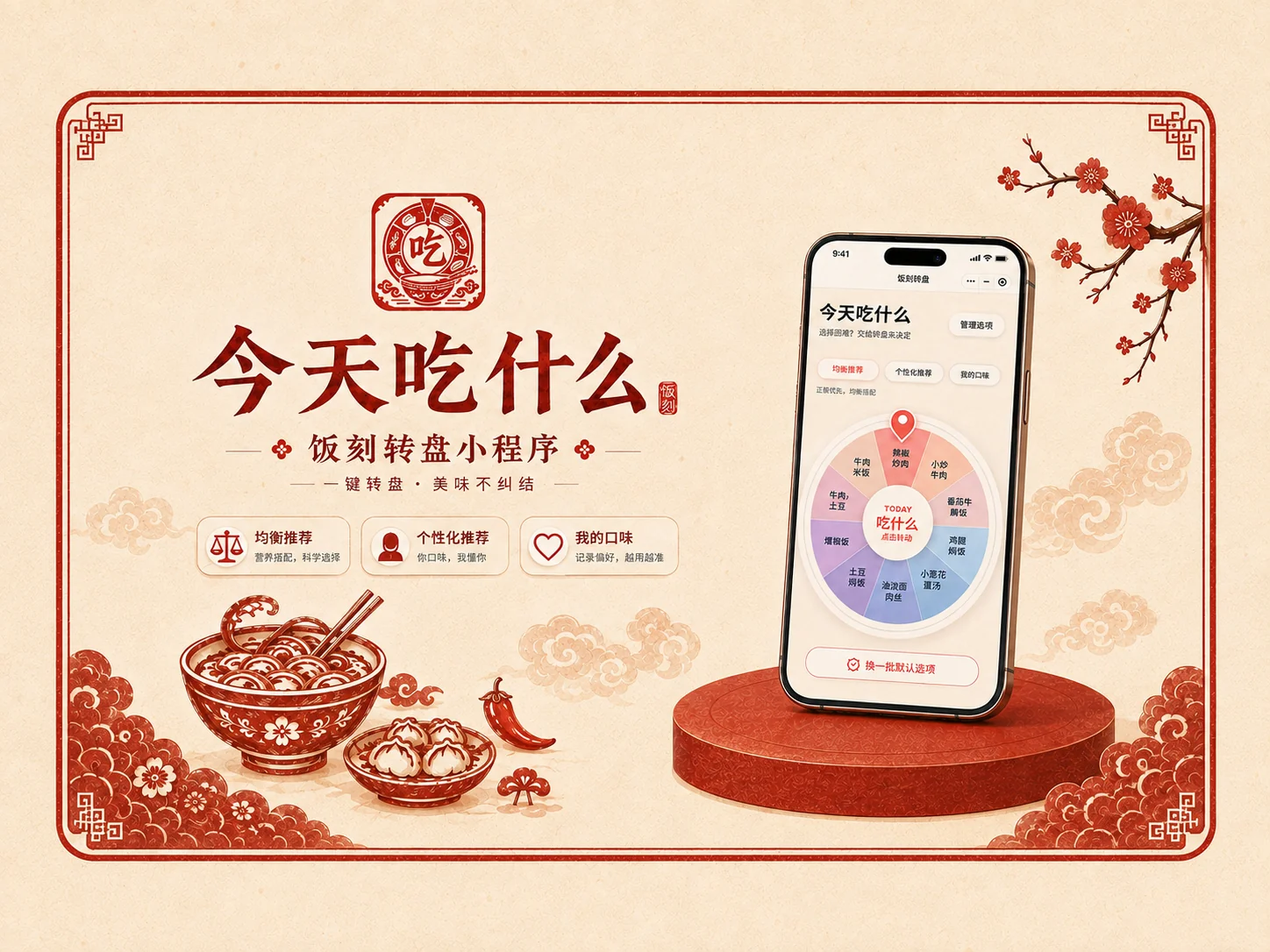 饭刻转盘手机界面：原项目视觉中的手机局部