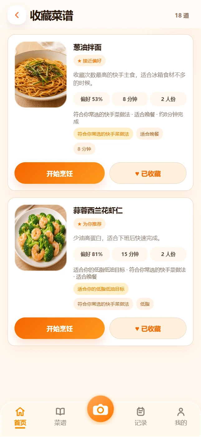 我的收藏页面展示