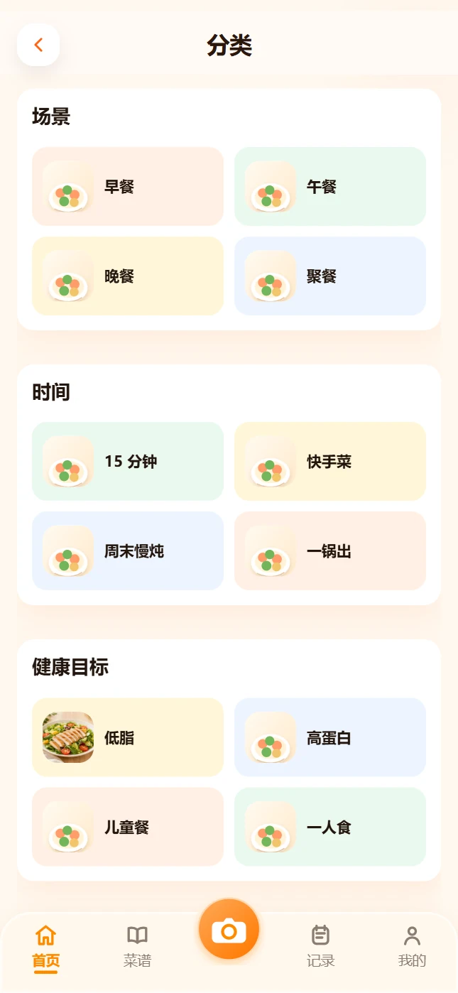 菜谱分类页面展示